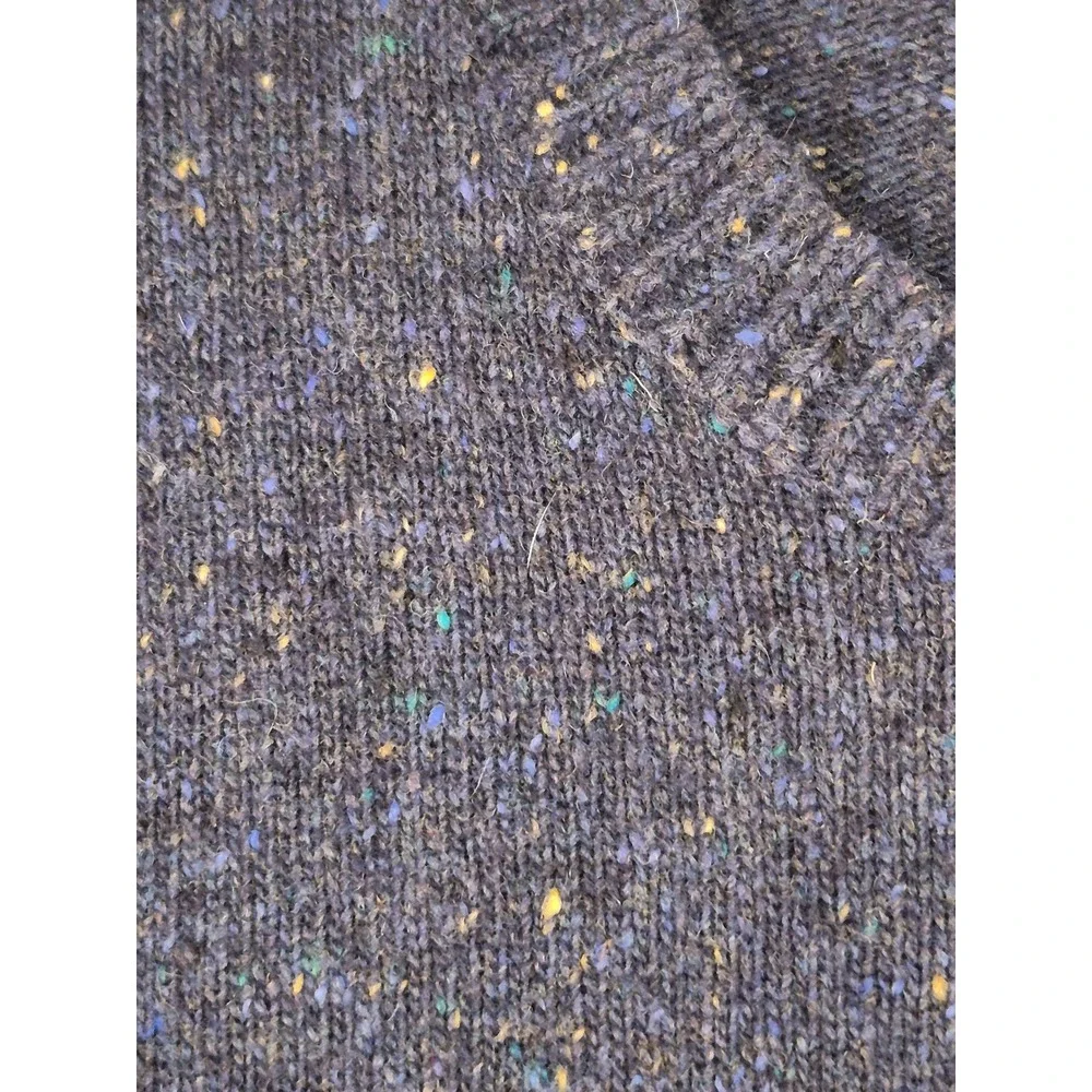 J.Crew Mens Wool Blend Crewneck Sweater Navy Blue Flecked Knit Medium